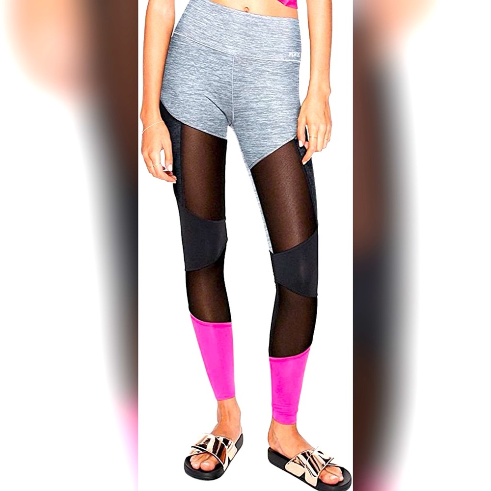 Victoria's Secret Pink Ultimate High Waist Bonded Mesh Legging Grey/Pink XS